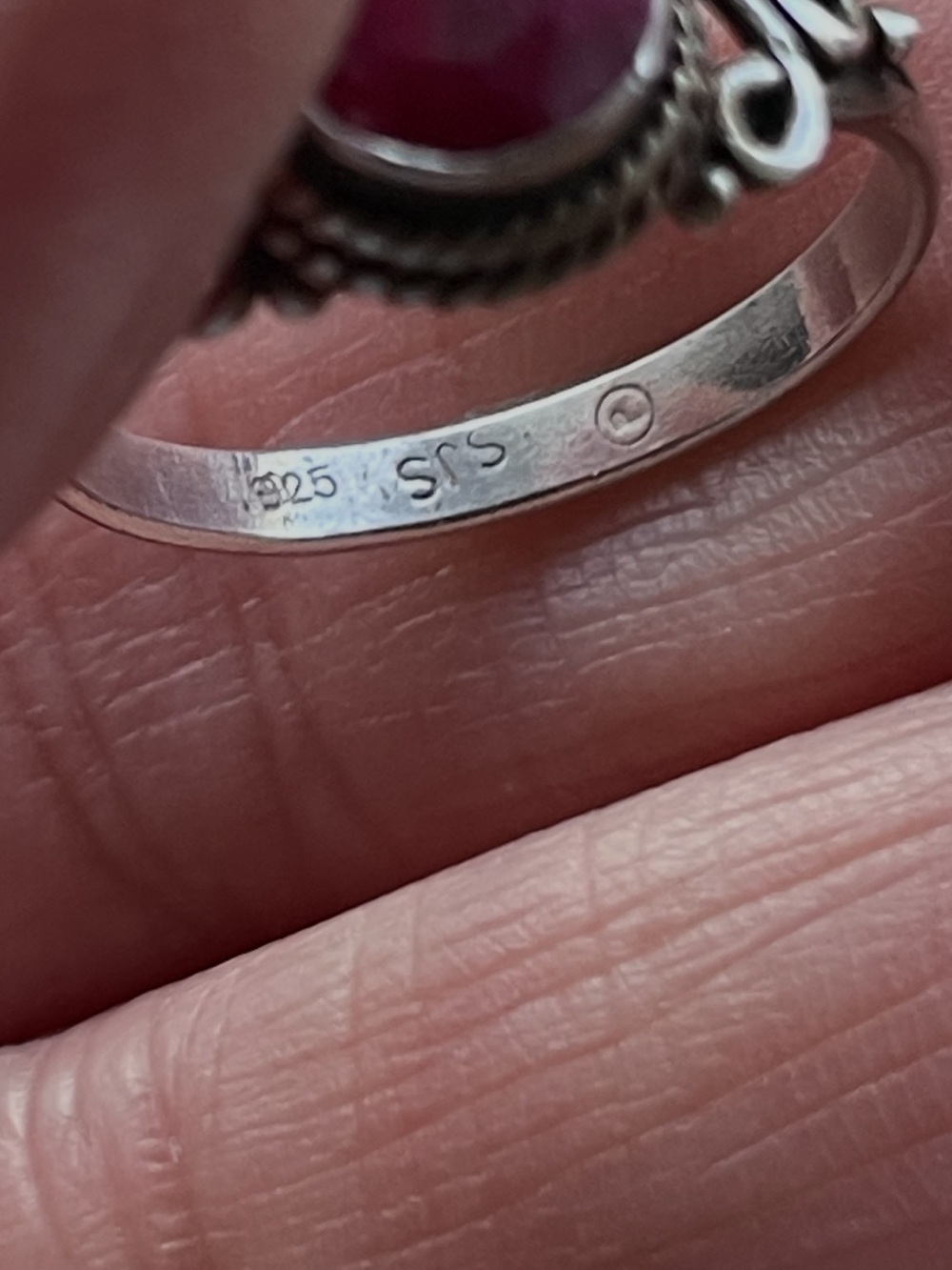 Sterling Silver Ring with Pink Ruby Stone - Picture 4 of 4